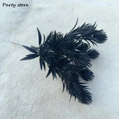 Black Halloween Artificial Plant Leave Branch Bamboo Dahlia Wedding Party Floral Material Home Table Vase Decor Accessories
