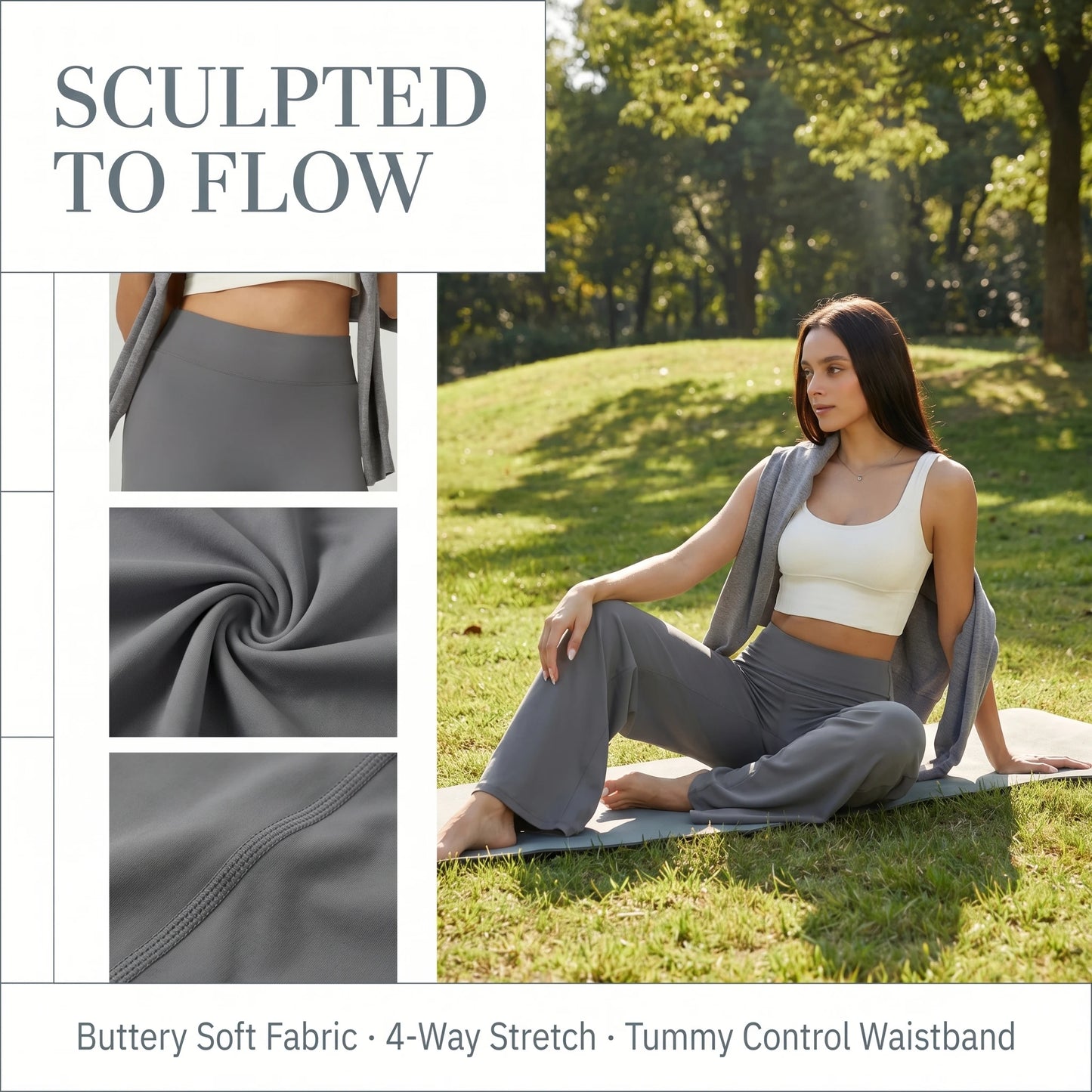 Women’s High Waist Wide Leg Yoga Pants — Tummy Control Flare Leggings