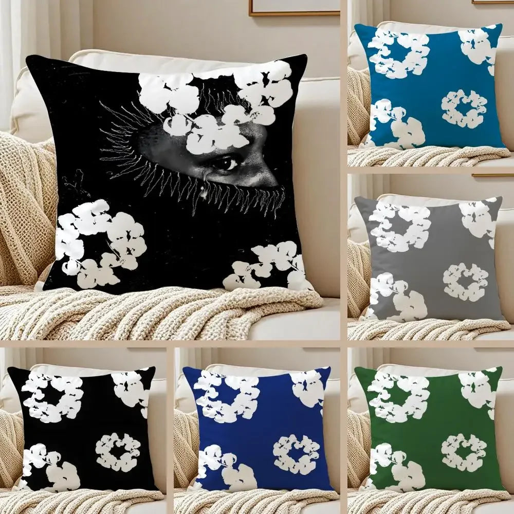 Denim Tear Print Double-Sided Plush Cushion Cover