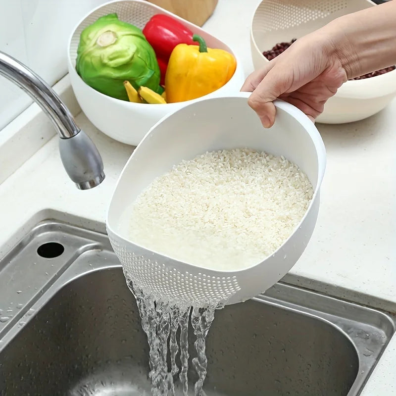 Rice Drainage Basket & Multi-Purpose Kitchen Sieve – Fruit, Vegetable & Food Strainer
