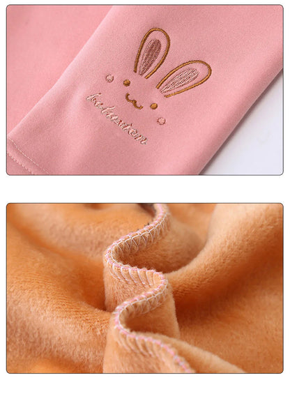 2026 Children Leggings Girls Fleece Lined Thermal Bottoms Baby Casual Trousers Kids Warm Pants Elastic Bunny Tights 3-8 Years