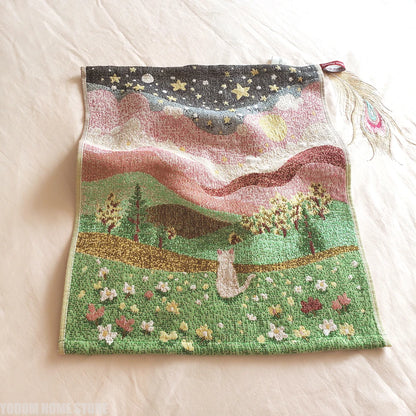 Pastoral Cats 100% Cotton Four-layer Gauze Towel Printed Hand Towel