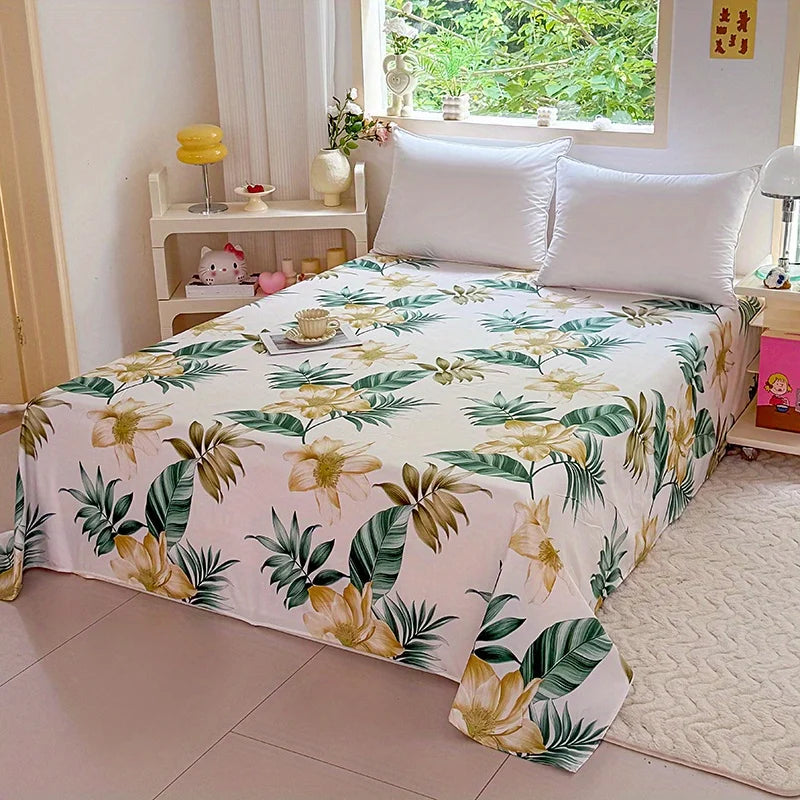 Floral Printed Flat Bed Sheet | Single, Queen, King