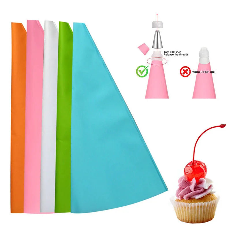 1-10pc DIY Reusable Silicone Piping Bag Pastry Bags Cream Cupcake Decorating Baking Tools Kitchen Accessories Fondant Sugarcraft