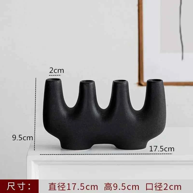 Nordic Decoration Home Flower Vase Black and White Art Ceramic Vase Minimalism Dried Flower Arrangement Accessories B&B Ornament