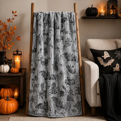 REXEO Throw Blanket Kids Soft Fleece Blankets Black Cat Halloween Throw Blanket 50"×60"