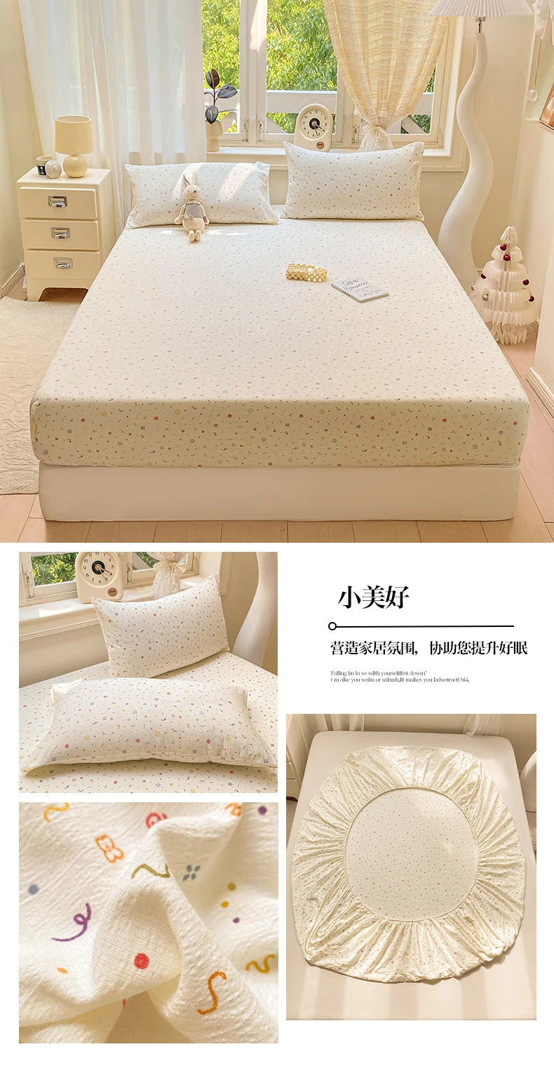 Green Floral Fitted Bed Sheet | Single, Queen, King