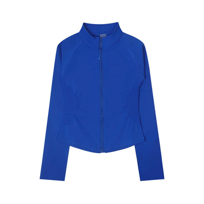 Women’s Zip-Up Sports Jacket — Seamless Long Sleeve Gym Activewear