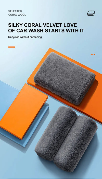 Coral Velvet Car Wash Towel, 40x100cm No-Hem