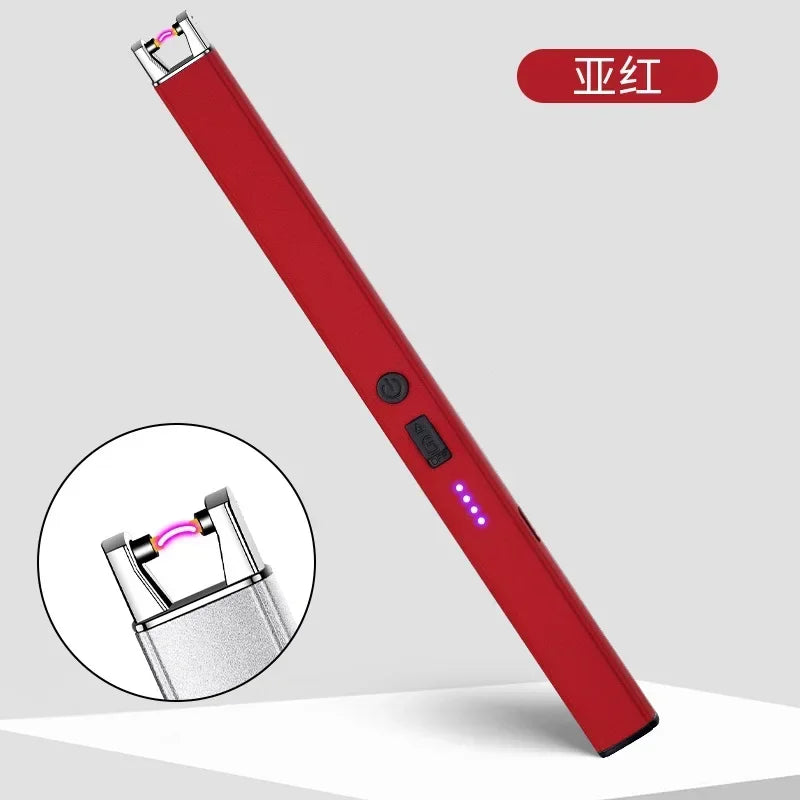 Windproof Pulse Arc Ignition Electronic Lighter Safety Lock Battery Display Outdoor BBQ Kitchen Igniter USB Electric Lighters