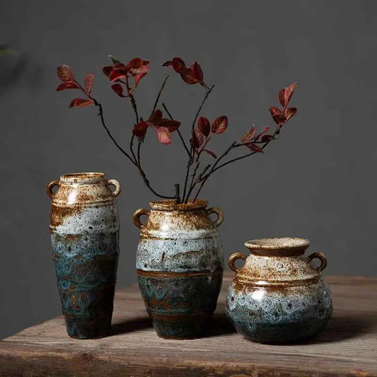 Make Old Hydroponics Ceramics Vases Ornament Originality Retro Style Home Furnishing Desktop Flower Arrangement Decorate