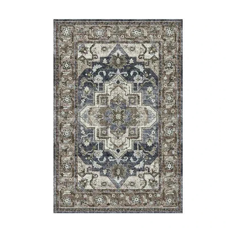 VIKAMA Washable Foldable Imitation Cashmere Carpet Entry Door Mat Persian Retro Style Living Room Bedroom Bed Soft Mat