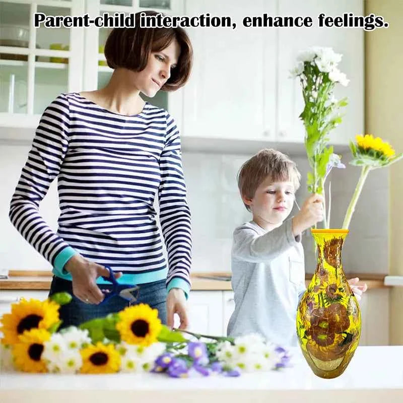 3D Puzzle Vase Flower Porcelain Design DIY Assembly Educational Toy Home Decoration House Arrangement Warming Christmas Gift Toy