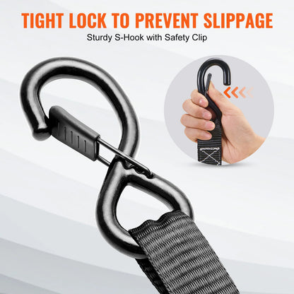 4pcs Trailer Ratchet Tie Down Straps with Padded Handles Hook Brake Binding Belt for Moving Securing Cargo Motorcycle