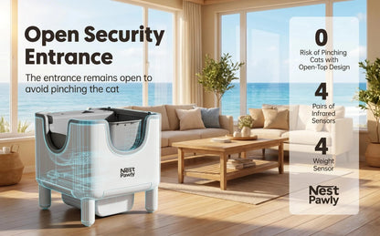 Self-Cleaning Automatic Cat Litter Box, Open Top