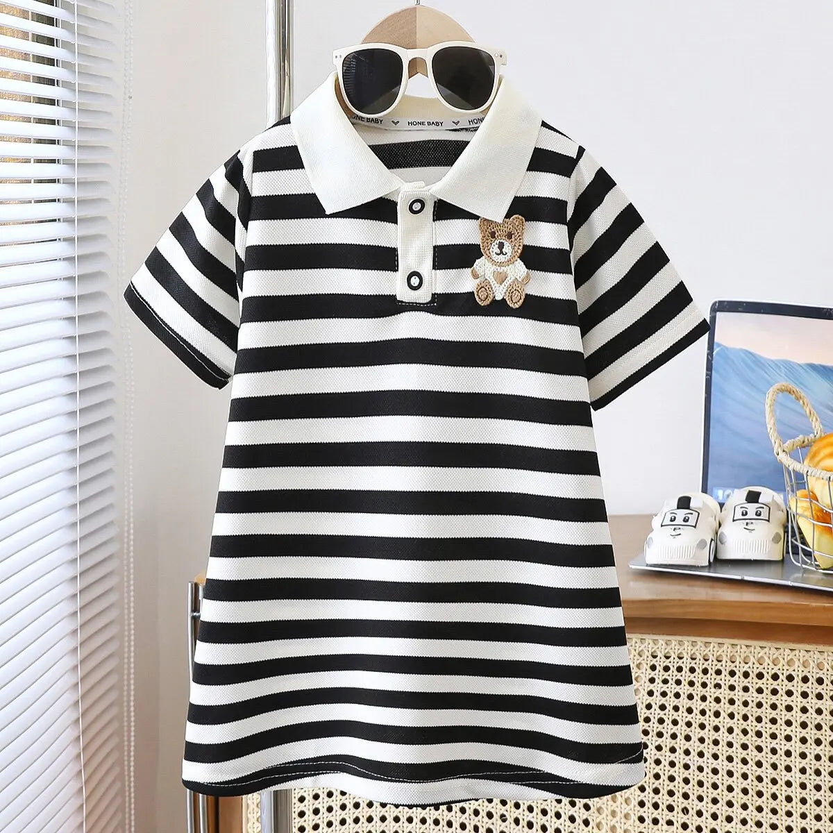 Striped Strawberry Print Girls Summer Dress