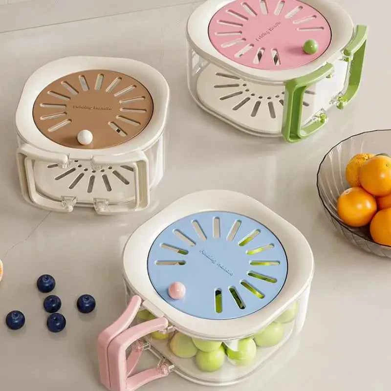 Drain Basket 2 In 1 Dehydration Washing Vegetable Basket With Lid Thickened Fruit Basket Telescopic Water Filter Kitchen Gadgets