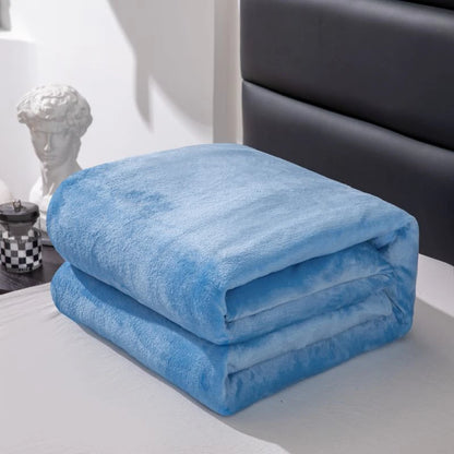 1PC Solid Gray Flannel Blanket, Soft Warm Fleece Throw, Thick Lightweight Cozy Bed Cover, Multi-use for Sofa, Nap, Office, Camping