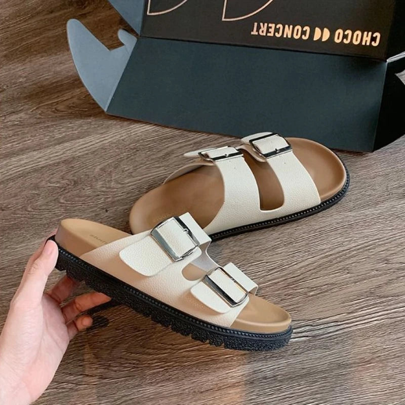 Women's Slippers and Ladies Sandals Orthopedic Shoes Outside Summer 2025 Thick Slides Open Toe Rubber Pink Platform Original B F