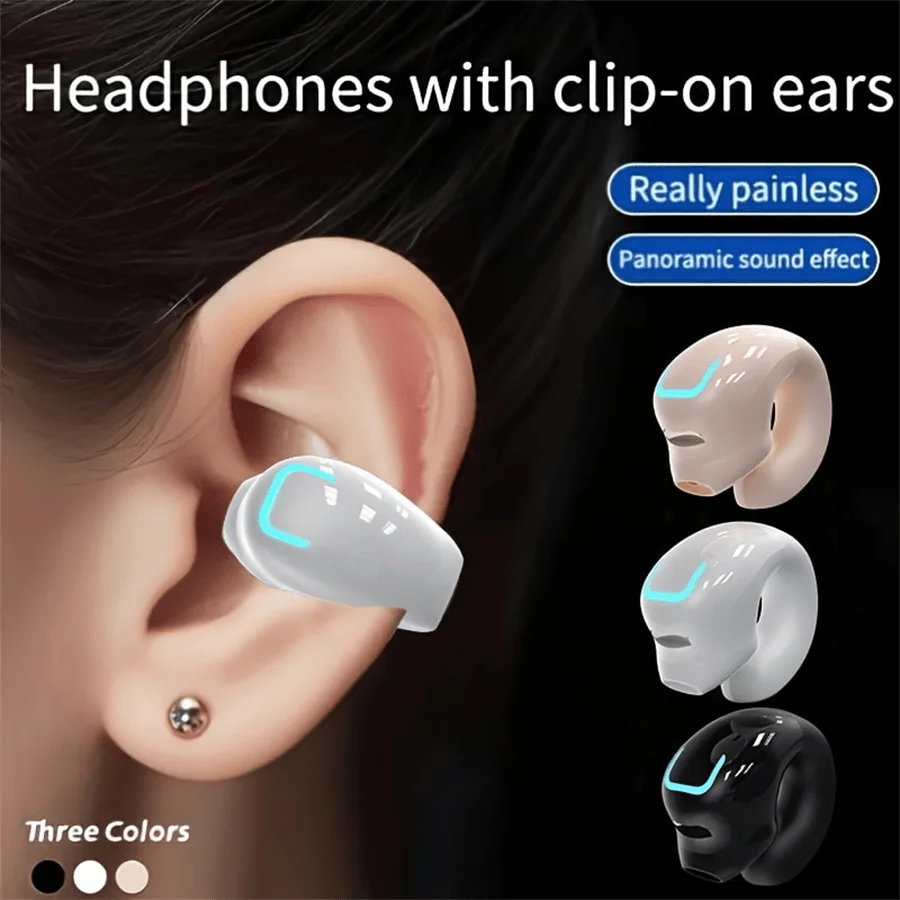 Clip-On Wireless Earbuds – Mini Ear Hook, Noise Cancellation, Universal Controls, Sport-Ready