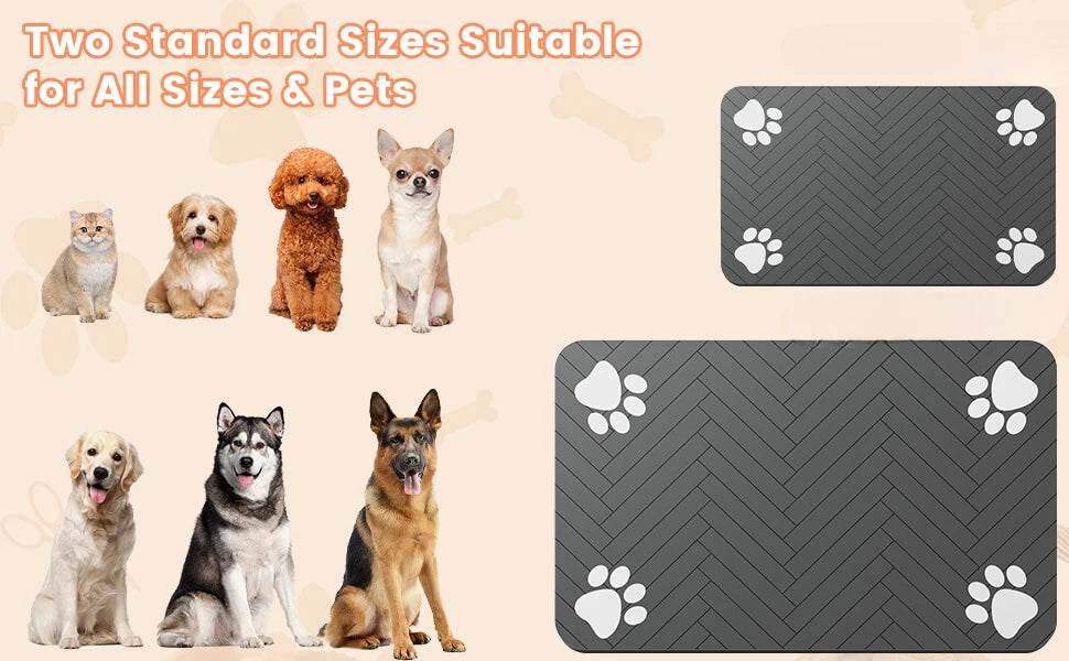 Absorbent Pet Feeding Mat — Waterproof Non-Slip Placemat for Dog & Cat Food Bowls