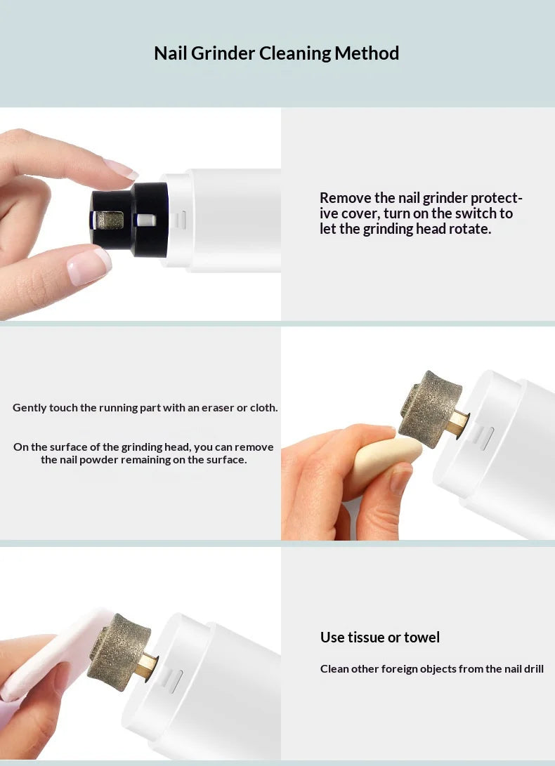 Quiet Electric Nail Grinder with LED Light & Safety Guard