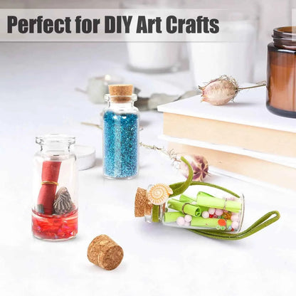 Small Glass Bottles with Cork Tiny Empty Glass Jars Craft Art Vials Transparent Wishing Bottles Birthday Wedding Party Favors