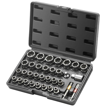 Bolt Extractor Set Bolt and Nut Remover Set 6mm to 10mm 13/32" to 3/4" CR-MO Steel Extraction Socket Set