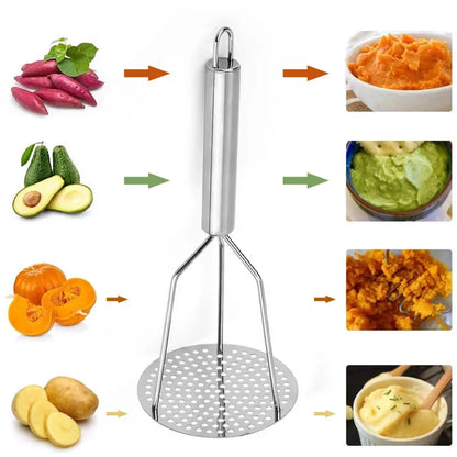 Stainless Steel Potato Masher Vegetable Masher Crush Vegetable Fruit Press Maker Kitchen Tool Gadget Kitchen Accessories 1pc