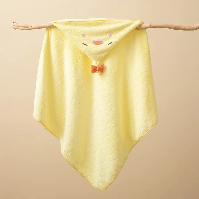 Gray Hooded Coral Fleece Baby Bath Towel & Swaddle Blanket, Newborn to Toddler