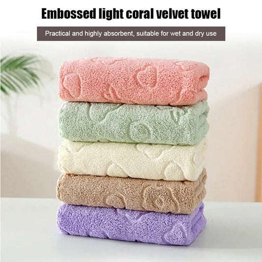 Serviettes de toilette en polaire corail 5 pièces — Design mignon, séchage rapide