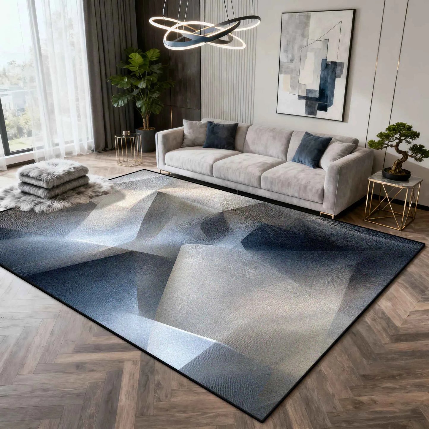 Nordic Light Luxury Carpet Abstract Art Decoration Home Living Room Large Rugs 200×300 Bedroom Cloakroom Plush Foot Mat Washable