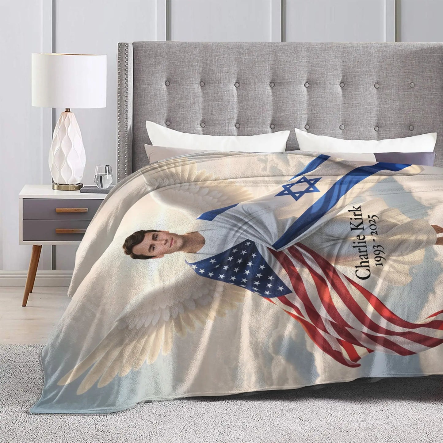 Charlie Kirk Angelic Advocate Blanket  Super Warm Funny Plush Throw Blanket For Boy Girl Living Room Flannel Bedspread Bed Cover