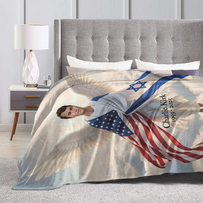 Charlie Kirk Angelic Advocate Blanket  Super Warm Funny Plush Throw Blanket For Boy Girl Living Room Flannel Bedspread Bed Cover