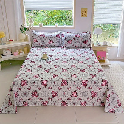 Floral Printed Flat Bed Sheet | Single, Queen, King