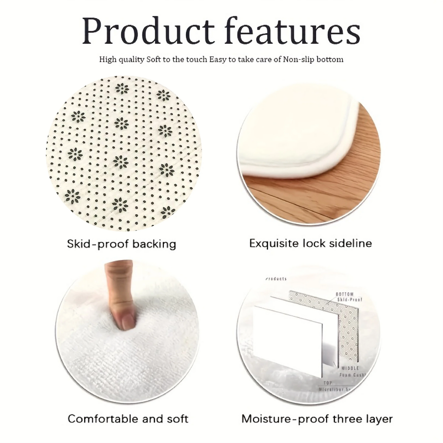 VIKAMA Black 8-Ball Billiard Round Carpet, Anti-Slip Carpet, Living Room Sofa Cushion, Soft Bedroom Carpet, Home Decoration