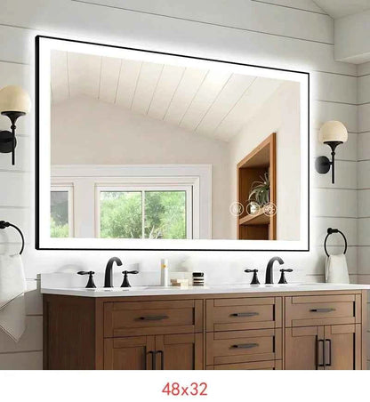 72x36 Inch Frameless Smart LED Bathroom Mirror with Touch Control and Anti-Fog Feature