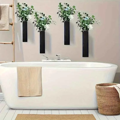 Rustic Wooden Wall-Mounted Vase, Wooden Wall Decor for Indoor Plants, Living Room Hanging Vases, Bathroom Wall Decor