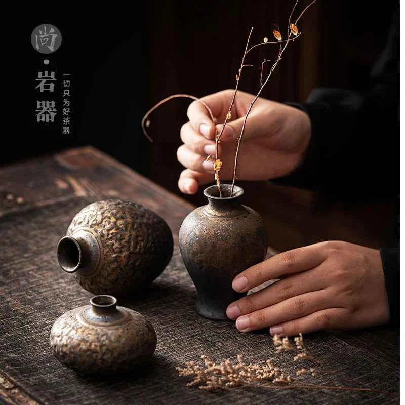 Creative Ceramic Dry Flower Vase, Flower Arrangement, Living Room, Coarse Pottery, Table Decoration, Vases for Flowers