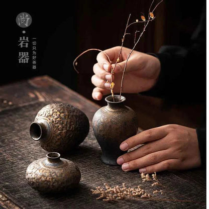 Creative Ceramic Dry Flower Vase, Flower Arrangement, Living Room, Coarse Pottery, Table Decoration, Vases for Flowers