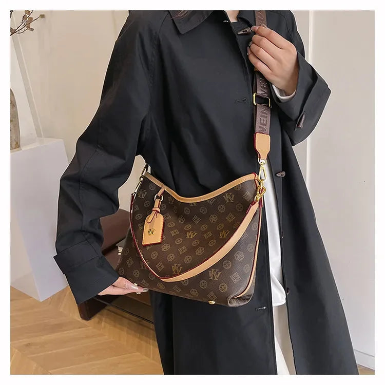 Beige Printed Commuter Tote, Large Capacity