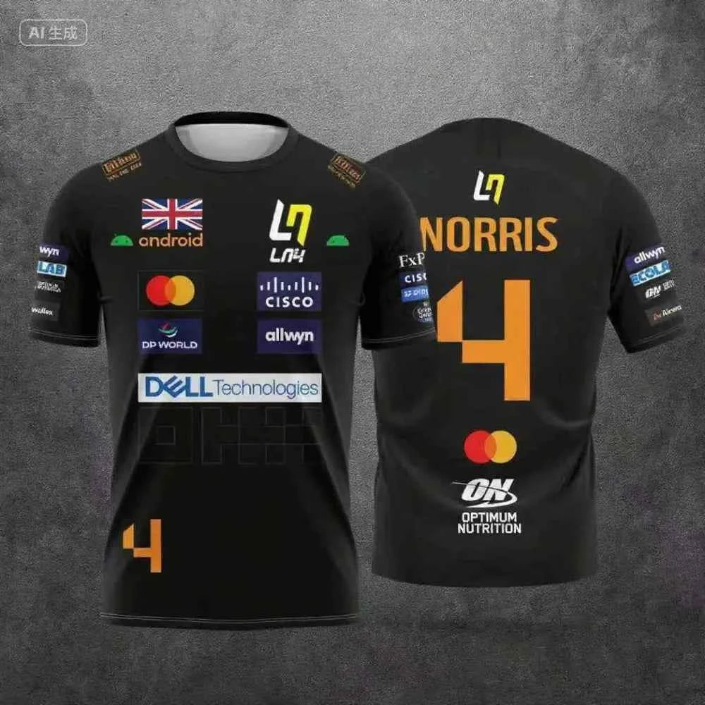 Lando Norris NO.4 2025 new racing style short sleeved T-shirt, extreme sports racing suit, breathable short sleeved sportswear