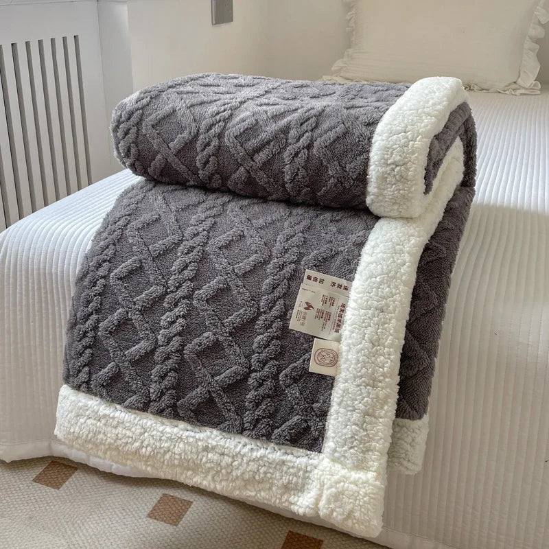 Warm Insulated Plain Milk Fleece Blanket Universal Couch Cover Multiple Sizes Option