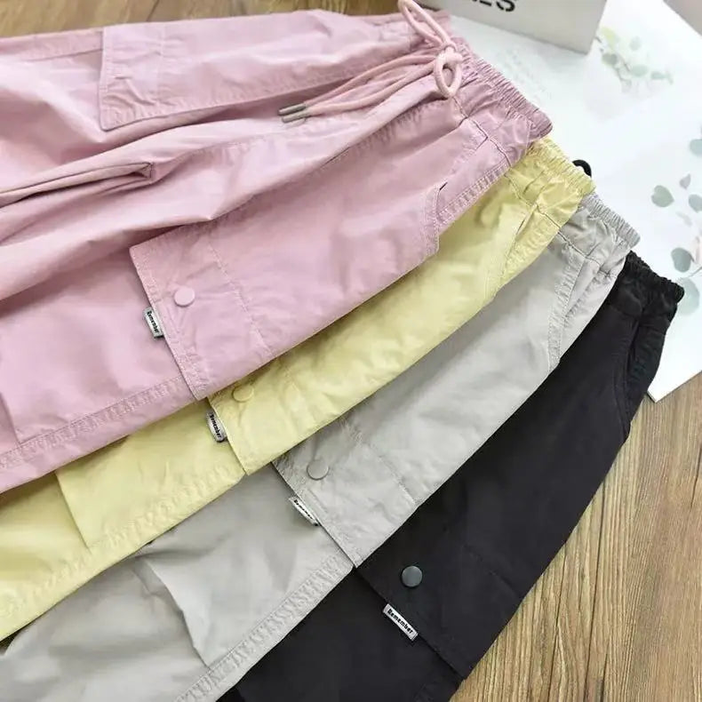 Spring Clothes Fashionable Kids Cargo Joggers Elastic Ankle Pants Casual Trousers Light Breathable Summer Trendy Outfit