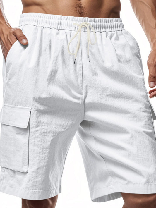 Pantalon de travail en lin à cordon pour hommes — Pantalon décontracté respirant à taille élastique