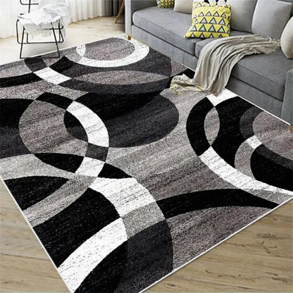 Nordic Abstract Geometric Area Rug – Anti-Slip Washable Felt Floor Mat for Living Room & Kitchen