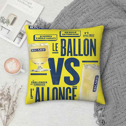 Ricard Beer Pillow Case Square Double-Sided Printing Short Plush Sofa Cushion Cover Bedroom Bedside Pillow