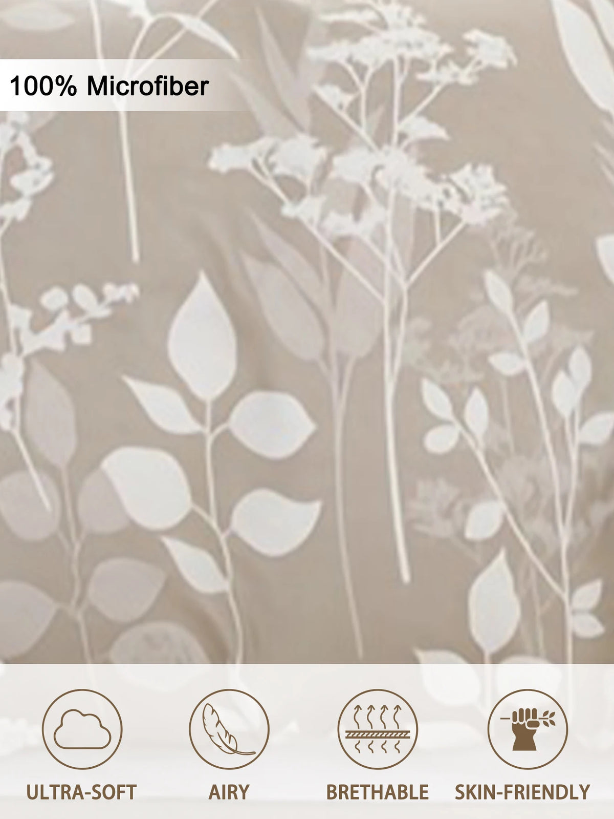 Sunlight Plant Print Duvet Cover Set, 3-Piece