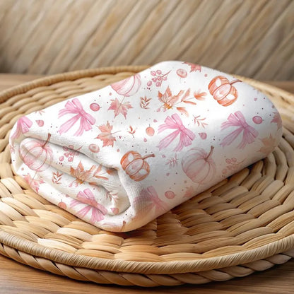 Halloween Velveteen Plush Blanket |   Whimsical Pink Pumpkin Fall Home Decor |   Cozy Autumn Dorm Room Bedding |   Cute Halloween Throw Blanket