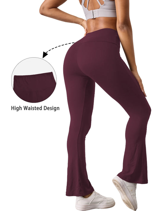 Women's Super Soft Flare Pants — High Waisted Tummy Control Yoga Bell Bottoms